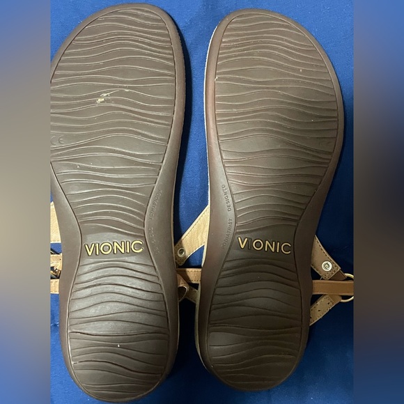 Vionic Womens Rest Kirra Sz 9 Backstrap Tan Brown Leather Thong Sandal Shoes - Picture 4 of 6